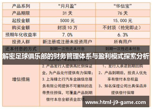 解密足球俱乐部的财务管理体系与盈利模式探索分析